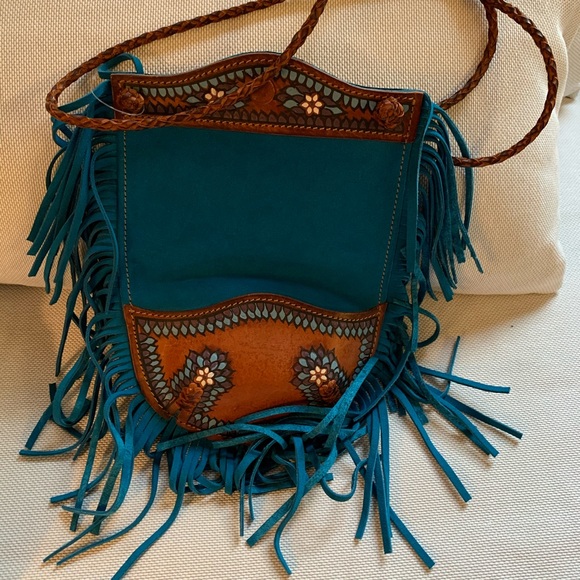 Embroidered Leather Fringe Bag - Picture 5 of 12